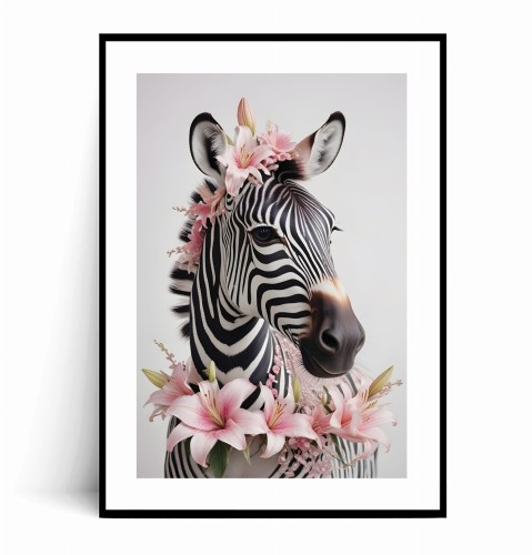 Plakat ZEBRA I RÓŻOWE LILIE z marginesem.jpg