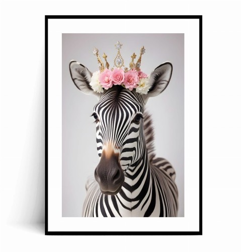 Plakat ZEBRA W KORONIE I KWIATACH no.3 z marginesem.jpg