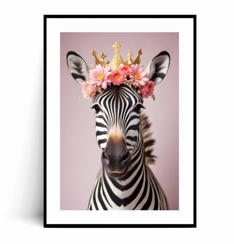 Plakat ZEBRA W KORONIE I KWIATACH z marginesem.jpg