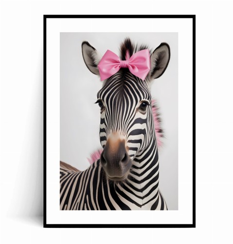 Plakat ZEBRA Z RÓŻOWĄ KOKARDĄ no.1 z marginesem.jpg
