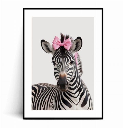 Plakat ZEBRA Z RÓŻOWĄ KOKARDĄ z marginesem.jpg