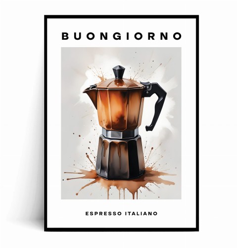 Plakat KAWIARKA BUONGIORNO ESPRESSO ITALIANO BrązowaWatercolor.jpg
