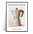 Plakat KAWIARKA BUONGIORNO ESPRESSO ITALIANO beżowo brązowa