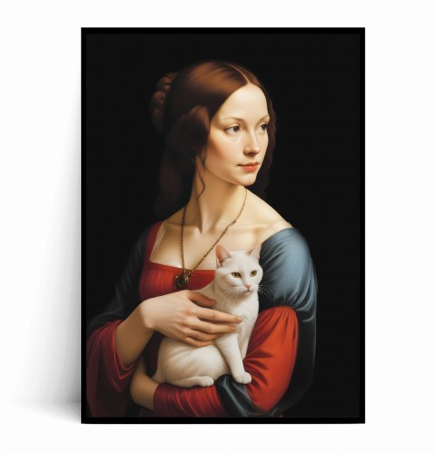 Plakat DAMA Z KOTEM Plakat "DAMA Z KOTEM" od FoxArtStudio – nowoczesna interpretacja arcydzieła Da Vinci. Wysokiej jakości druk, idealny do salonu, sypialni. Sztuka do wnętrz w zasięgu ręki. Oryginalny pomysł na prezent.