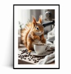 Plakat WIEWIÓRKA Z FILIŻANKĄ KAWY 