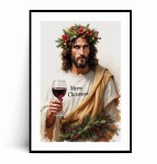 Plakat JEZUS Z WINEM Merry Christmas no.1