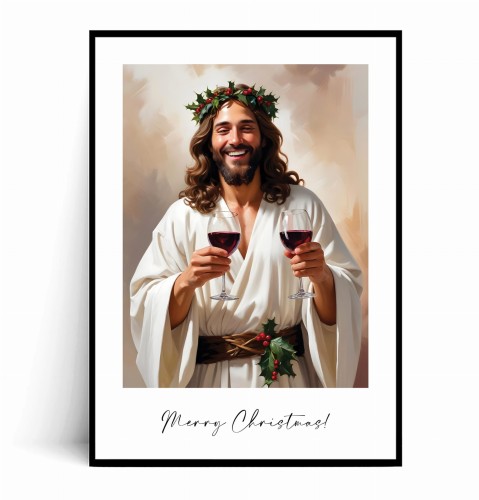 Plakat JEZUS Z WINEM Merry Christmas no.2.jpg