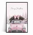 Plakat RÓŻOWY SAMOCHÓD VINTAGE MERRY CHRISTMAS.jpg