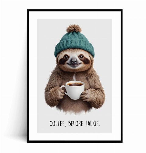 Plakat COFFEE BEFORE TALKIE Leniwiec z marginesem.jpg