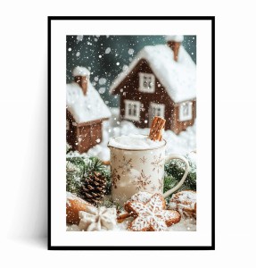 Plakat ZIMOWA KAWA Z CYNAMONEM I PIERNICZKAMI 