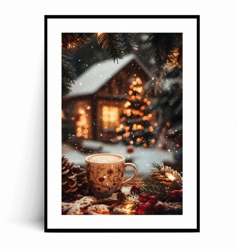 Plakat ŚWIĄTECZNA KAWA Z DOMKIEM W TLE  z marginesem.jpg