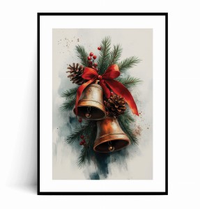 Plakat ŚWIĄTECZNE DZWONKI VINTAGE Ilustrowany 