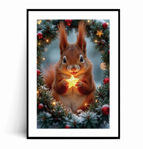 Plakat ŚWIĄTECZNA WIEWIÓRKA ZE ŚWIECĄCĄ GWIAZDKĄ z marginesem.jpg