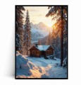 Plakat ZIMOWY DOMEK W LESIE NA TLE GÓR no.1.jpg