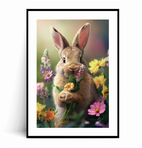 Plakat KRÓLIK Z KOLOROWYMI KWIATAMI z marginesem.jpg