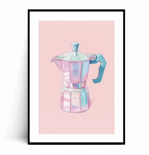 Plakat KAWIARKA W PASTELOWYCH KOLORACH z marginesem