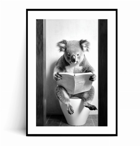 Plakat KOALA W TOALECIE wc czarno biały z marginesem.jpg