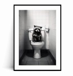 Plakat SZOP W TOALECIE | WC czarno biały 
