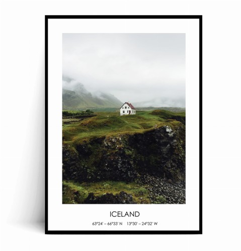 Plakat ISLANDIA Dom na wzgórzu z napisem.jpg