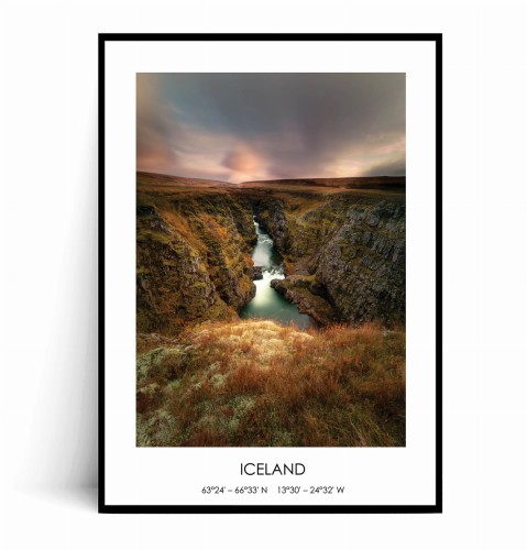 Plakat ISLANDIA Kanion Kolugljufur z napisem.jpg