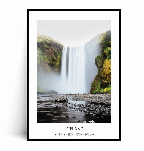 Plakat ISLANDIA Wodospad Skógafoss no.1 z napisem.jpg