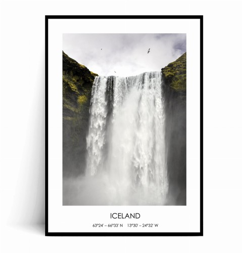 Plakat ISLANDIA Wodospad Skógafoss z napisem.jpg