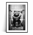 Plakat PANDA RUDA Z GAZETĄ W TOALECIE WC z marginesem.jpg