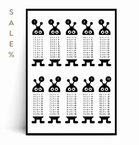 Plakat TABLICZKA MNOŻENIA ROBOTY 50x70 SALE% 