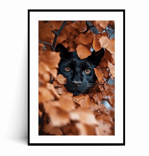 Plakat CZARNA PUMA W LIŚCIACH z marginesem.jpg