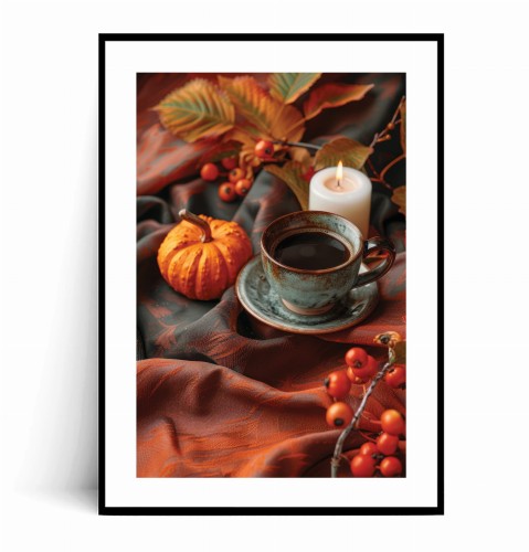 Plakat FILIŻANKA KAWY JARZĘBINA I JESIENNA DYNIA z marginesem.jpg