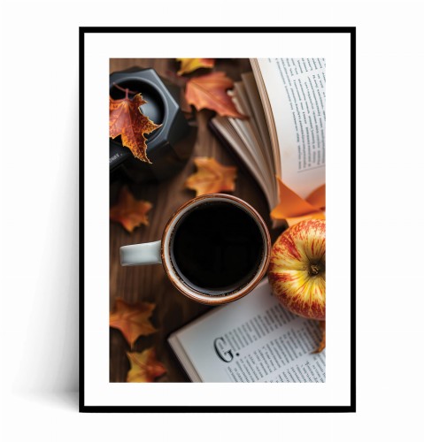 Plakat JESIENNA KAWA KSIĄŻKI I JABŁKO no.1 z marginesem.jpg