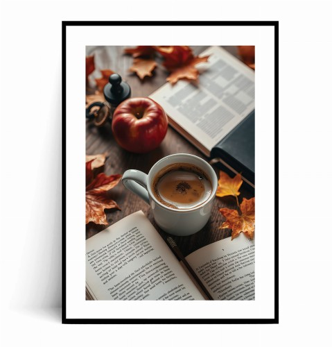 Plakat JESIENNA KAWA KSIĄŻKI I JABŁKO z marginesem.jpg