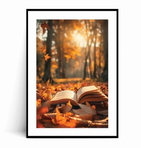 Plakat KSIĄŻKA W JESIENNYM PARKU