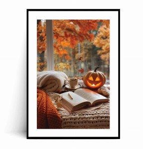 Plakat KSIĄŻKA W OKNIE I DYNIA HALLOWEEN