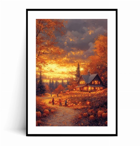 Plakat DREWNIANY DOMEK I DYNIE HALLOWEEN Ilustrowany z marginesem.jpg