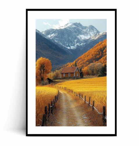 Plakat GÓRSKI KRAJOBRAZ Z JESIENNĄ CHATKĄ z marginesem.jpg