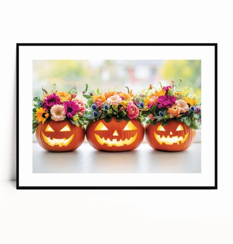 Plakat JESIENNE DYNIE Z KWIATAMI Halloween poziomy z marginesem.jpg