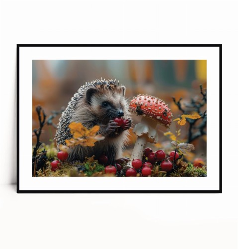 Plakat JESIENNY JEŻ Z MUCHOMOREM poziomy z margiesem.jpg