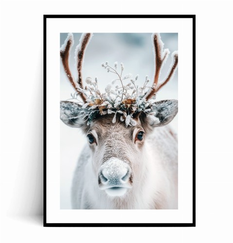 Plakat ŚLICZNY RENIFER W ZIMOWYM WIANKU z marginesem.jpg