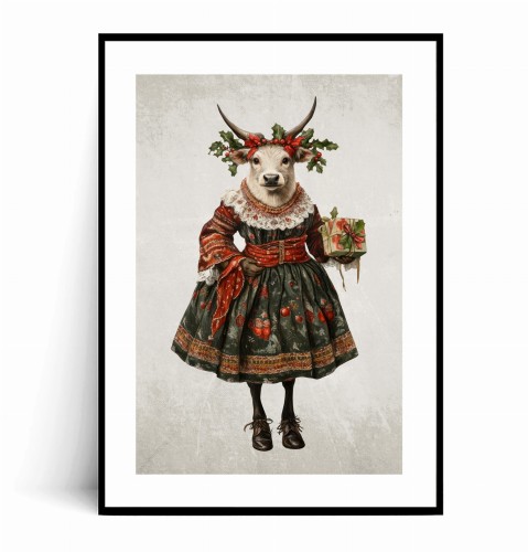 Plakat ŚWIĄTECZNA KROWA Vintage z marginesem.jpg