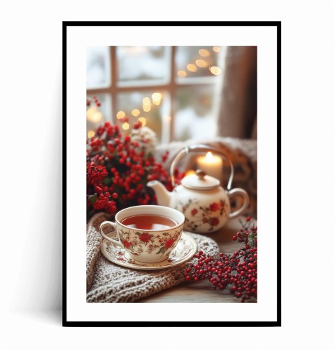 Plakat CZAJNICZEK I FILIŻANKA HERBATY W OKNIE z marginesem.jpg