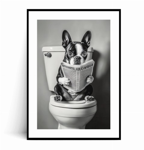 Plakat BULDOG FRANCUSKI Z GAZETĄ NA WC z marginesem.jpg