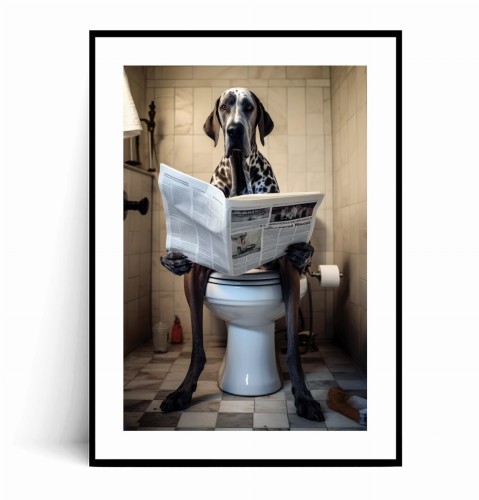 Plakat DOG NIEMIECKI Z GAZETĄ NA WC kolorowy z marginesem.jpg