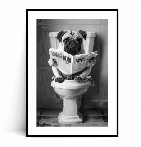 Plakat MOPS Z GAZETĄ NA WC czarno biały z marginesem.jpg