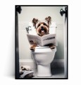 Plakat ZABAWNY YORK TERRIER Z GAZETĄ NA WC kolorowy.jpg