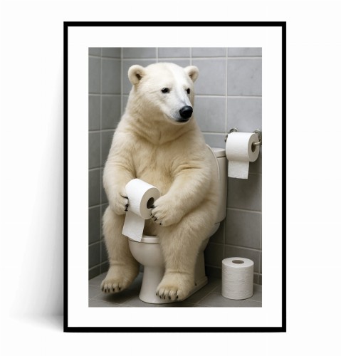 Plakat NIEDŹWIEDŹ POLARNY Z PAPIEREM TOALETOWYM WC z marginesem.jpg