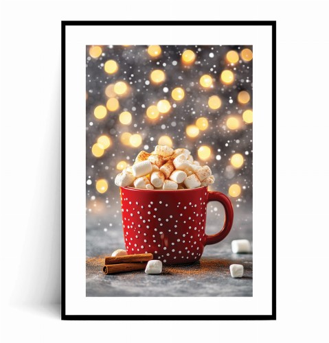 Plakat CZERWONY ŚWIĄTECZNY KUBKE Z PIANKAMI MARSHMALLOWS z marginesem.jpg