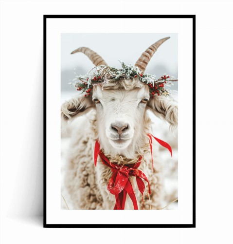 Plakat UROCZY ŚWIĄTECZNY KOZIOŁEK Z KOKARDĄ z marginesem.jpg