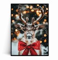 Plakat RENIFER Z CZERWONĄ KOKARDĄ W ŚNIEGU.jpg