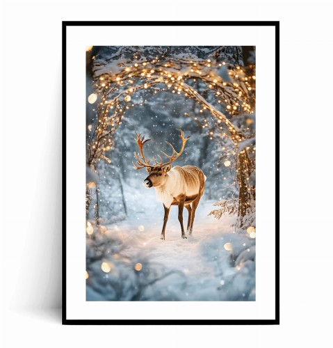 Plakat ZIMOWY RENIFER I ŚWIĄTECZNE ŚWIATEŁKA z marginesem.jpg
